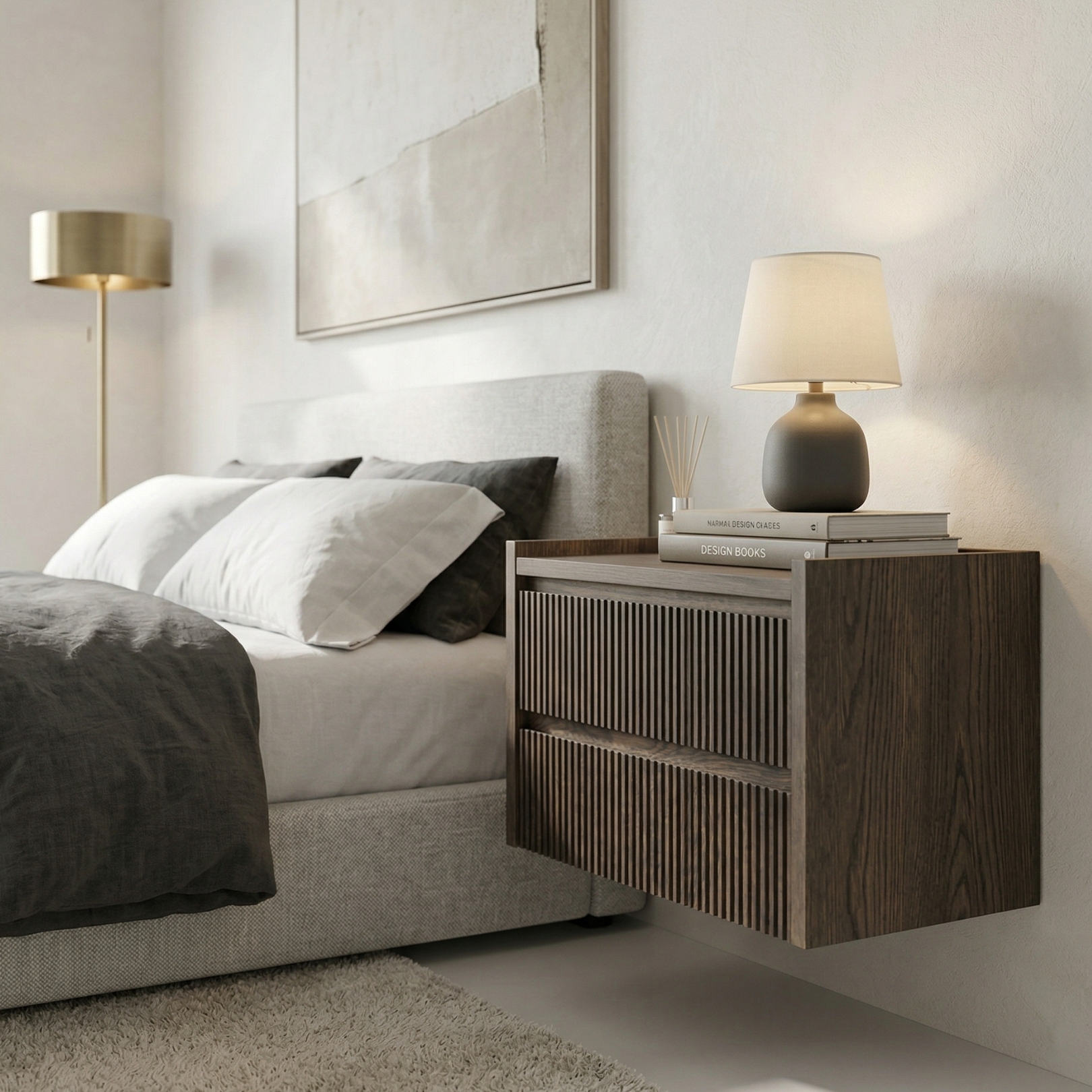 The Monolith Floating Bedside - Ash Brown
