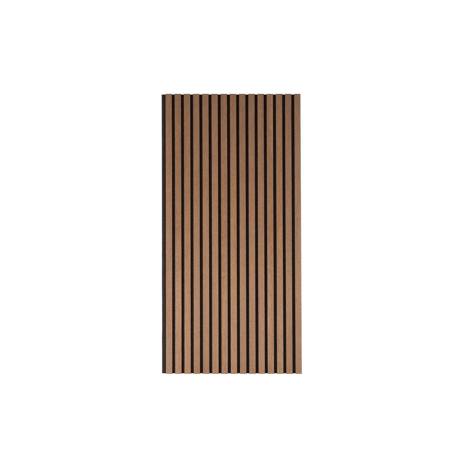 Brown oak acoustic wall panel on white background