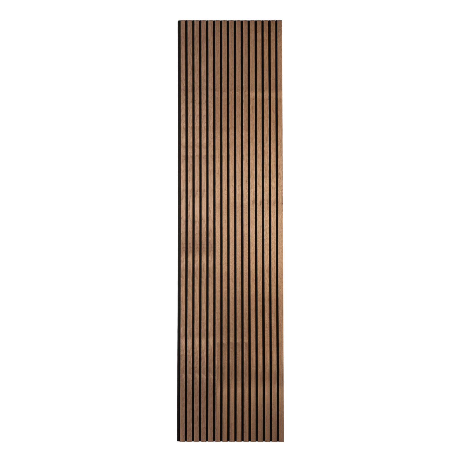 Wooden panel with vertical slats on a white background