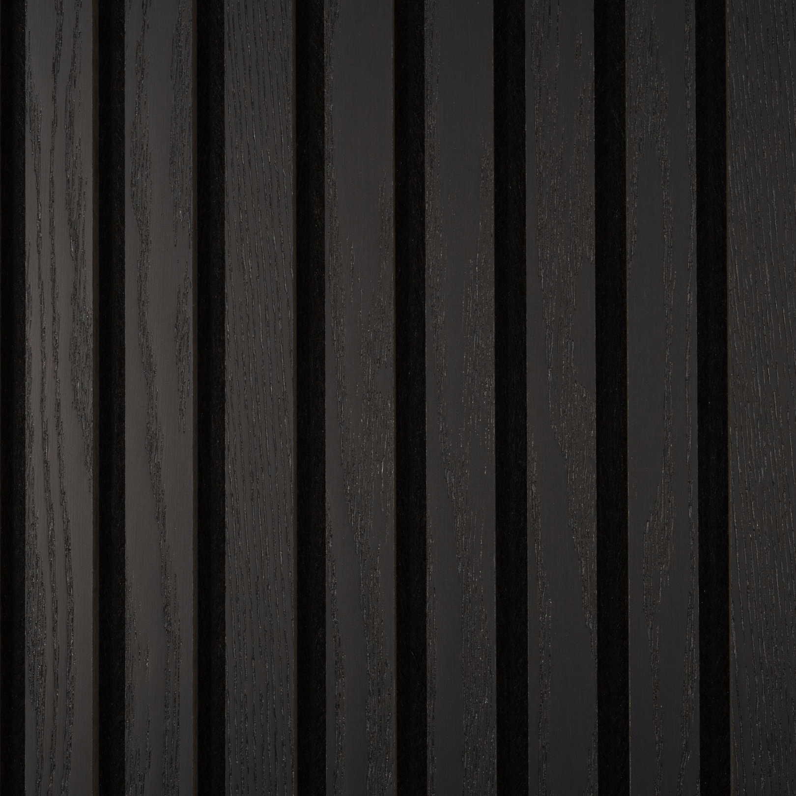 Detailed view of black oak acoustic wall panel