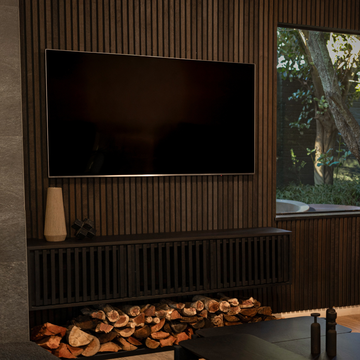 Acoustic Wall Panels in a modern living-room setting. Photographed in Bryanston, South Africa